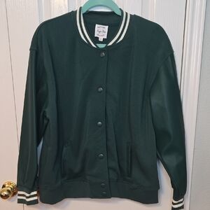 Hippie Rose Dark Green Varsity Jacket